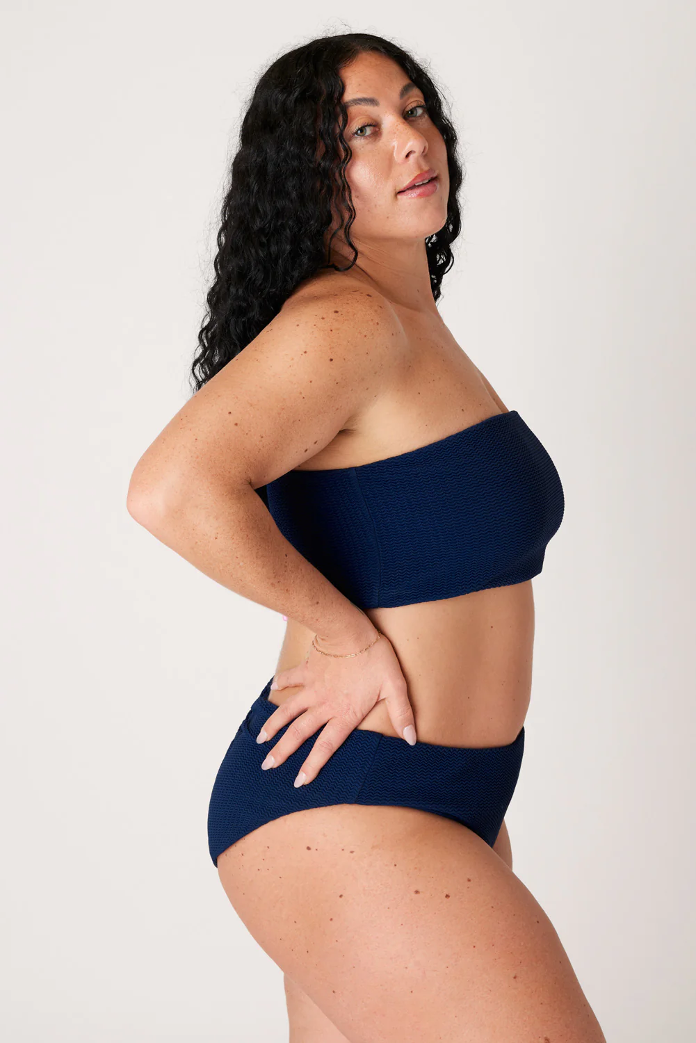 The High-Leg Scrunch Bottom - Soft Navy Ripple - Image 3