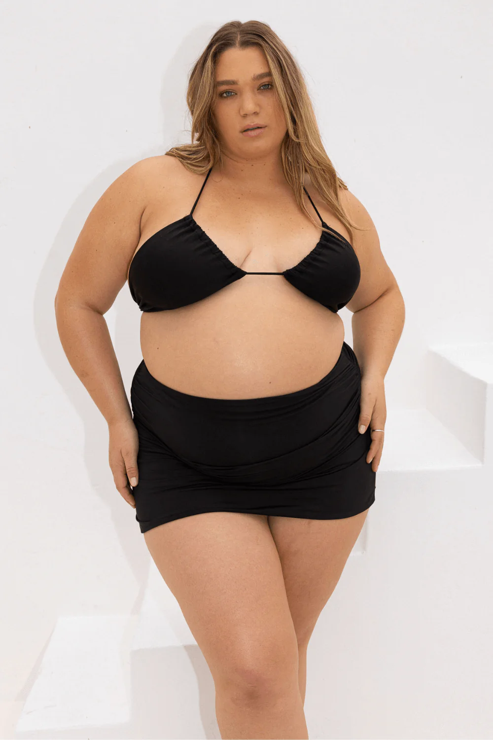 The High Rise Swim Skirt - Matte Black - Image 7