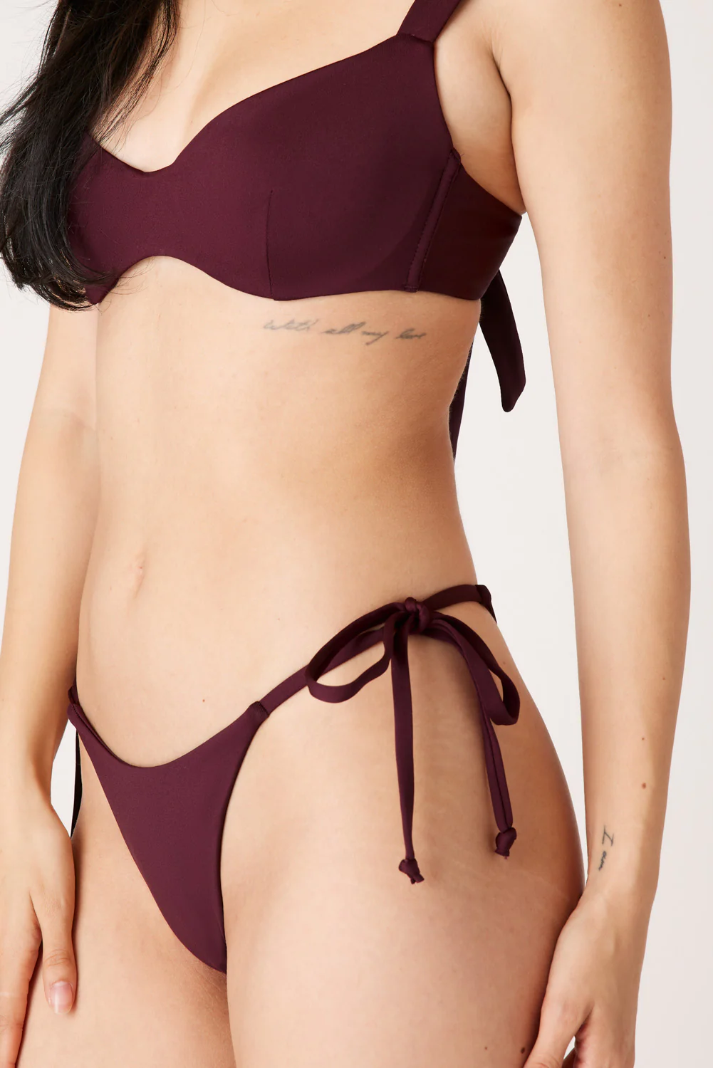 The Side Tie Bottoms - Dark Cherry - Image 4